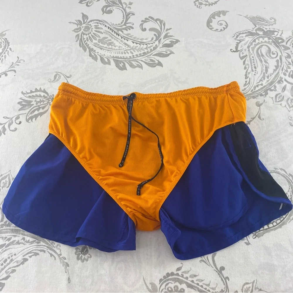 Brooks Running Shorts‎ Womens Large Blue Lined Lightweight Athletic